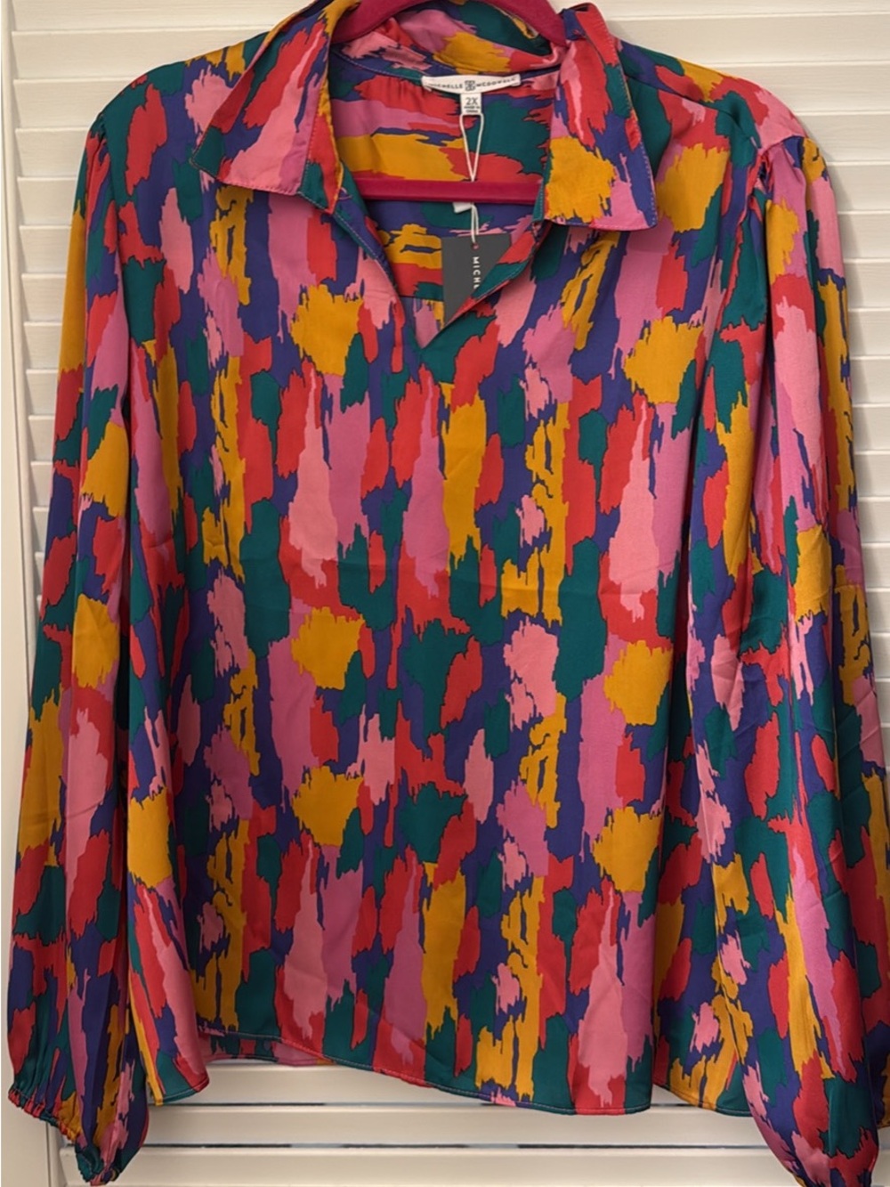 Colorful Abstract Print Blouse - Multicolor